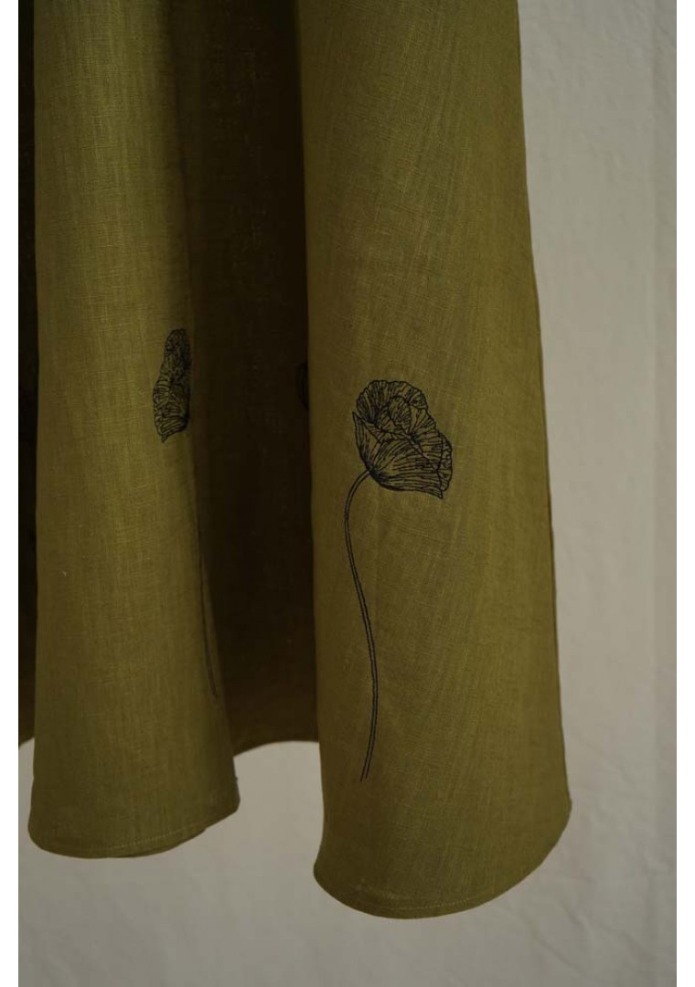 Rochie olive cu maci