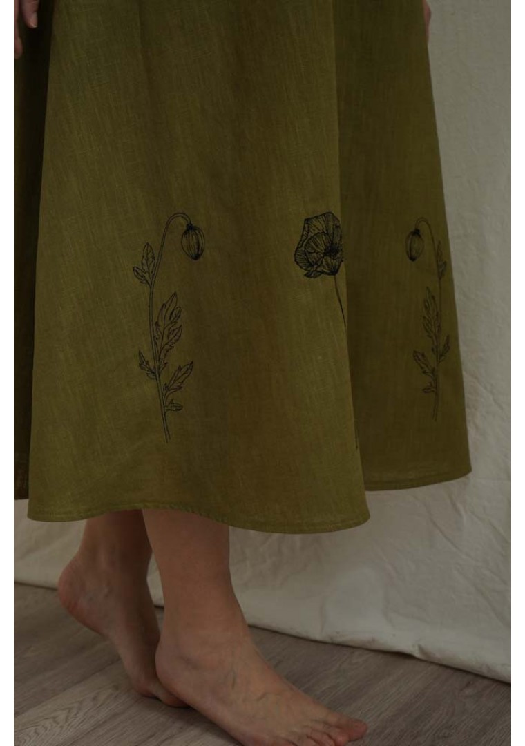 Rochie olive cu maci