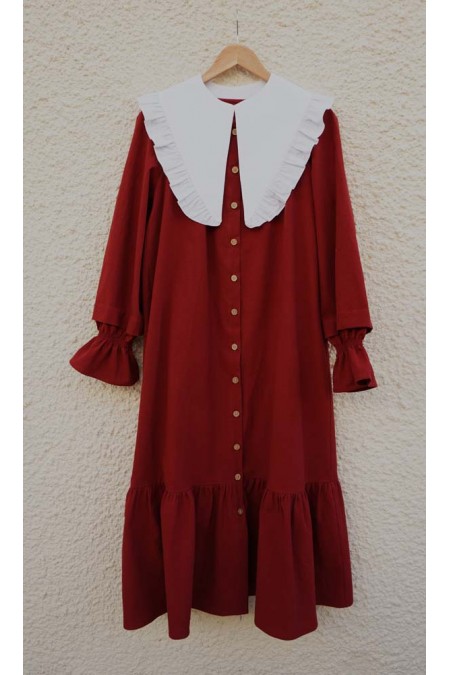 Rochie Anna burgundy cu guler Mama